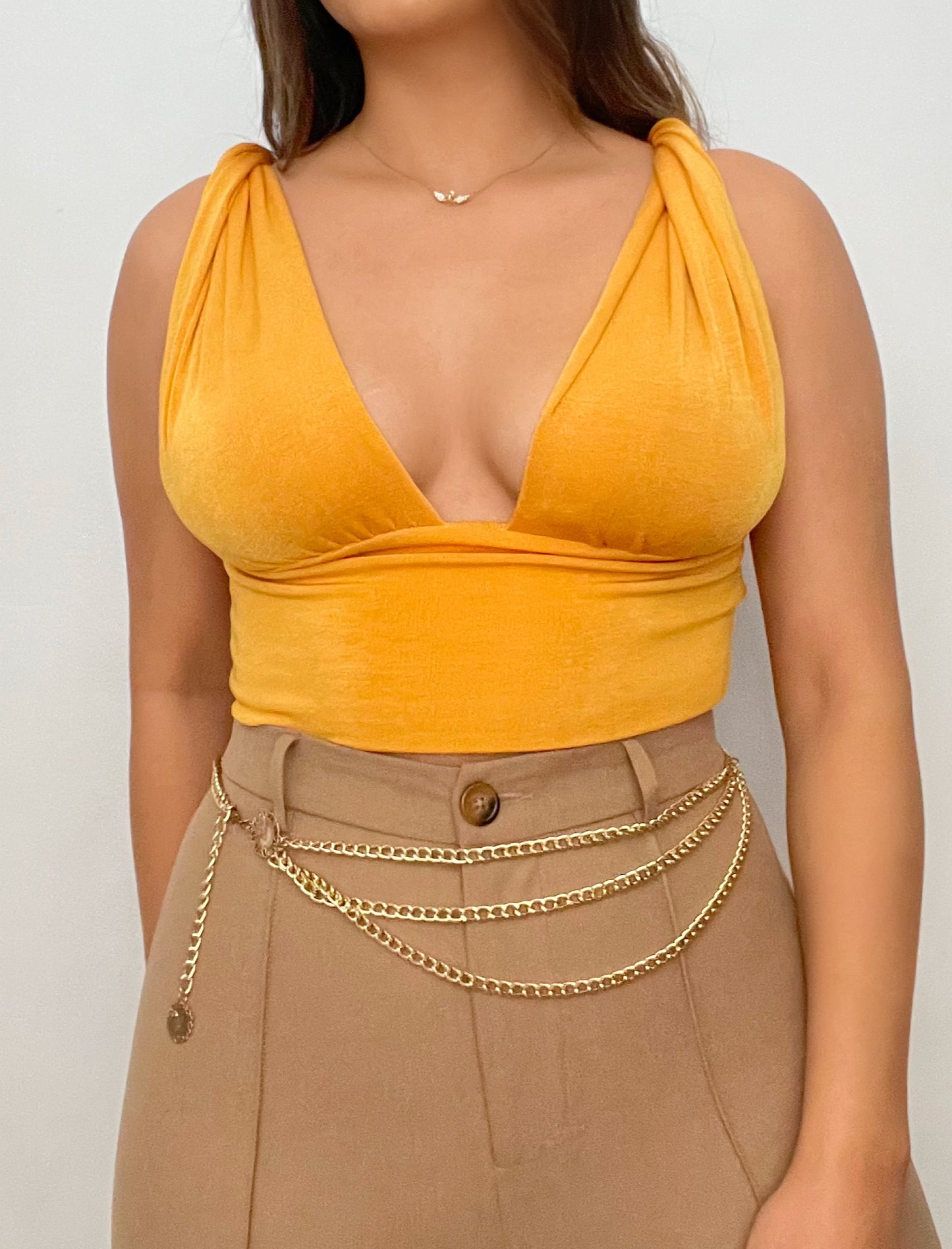 Summer gold twisted vacation top