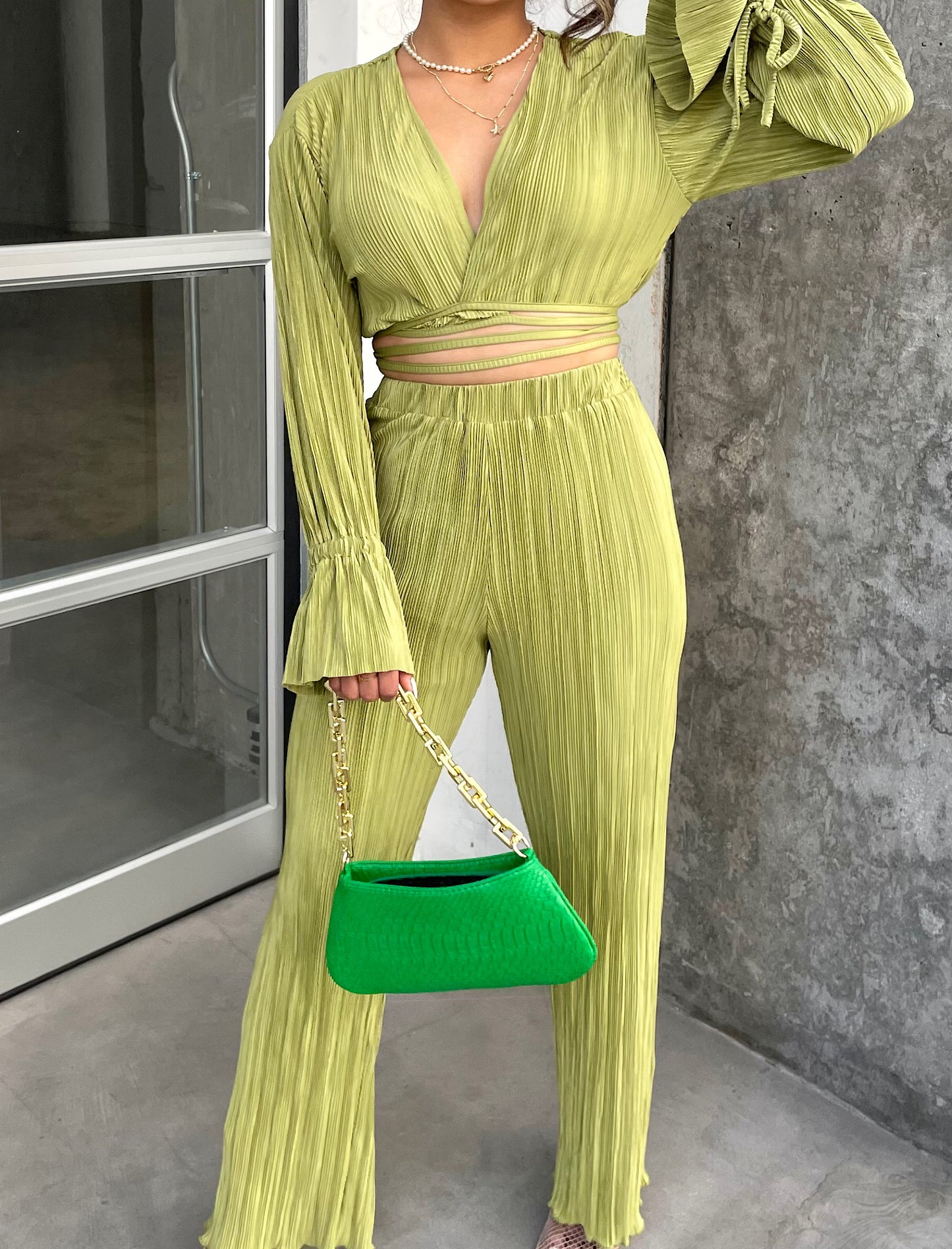 Vacation pant set in green